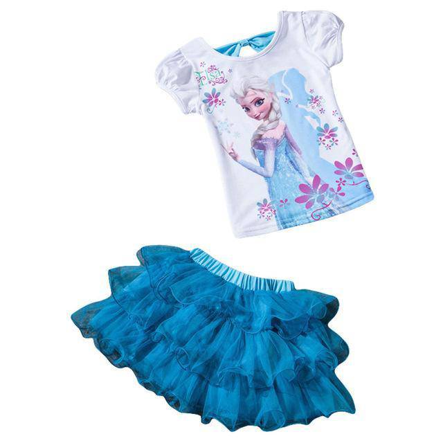 Summer Girls Moana Elsa Ice Cream Outfit Blue