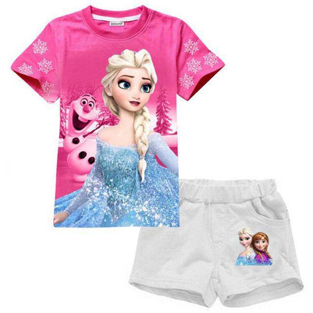 Summer Girls Moana Elsa Ice Cream Outfit Mei red 2