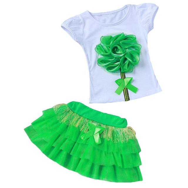 Summer Girls Moana Elsa Ice Cream Outfit Green