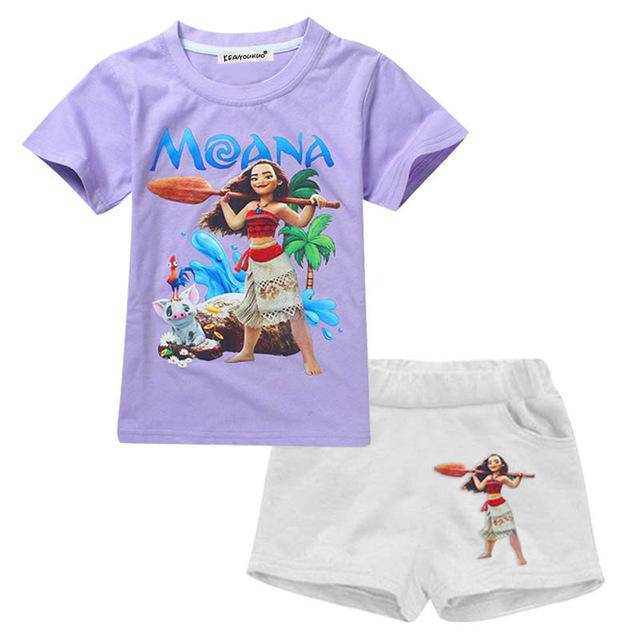 Summer Girls Moana Elsa Ice Cream Outfit Purple 1