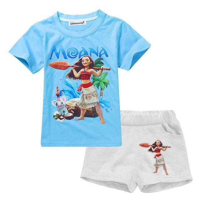 Summer Girls Moana Elsa Ice Cream Outfit Blue 1