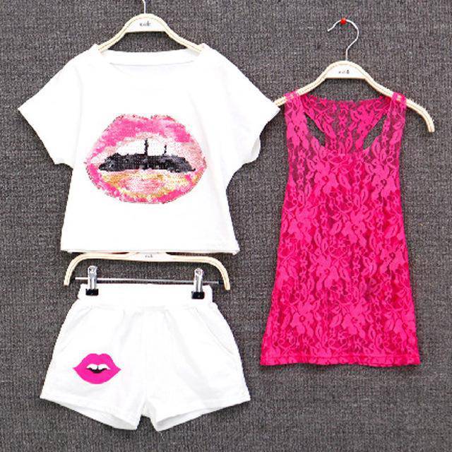 Summer Kid European Style Top T Shirt Shorts Clothes White
