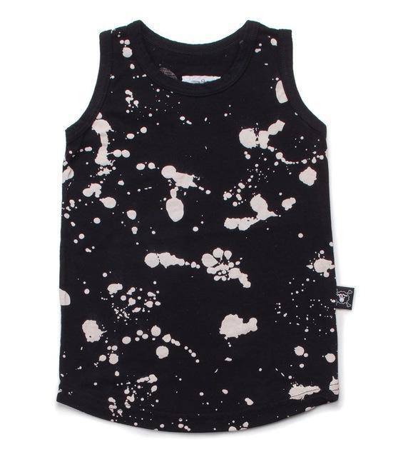 Summer Kid Splash Paint Palm Boys T Shirt Clothes black top