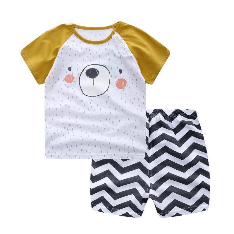 Summer Newborn Baby Boy Girl Cotton Clothes Yellow Pink