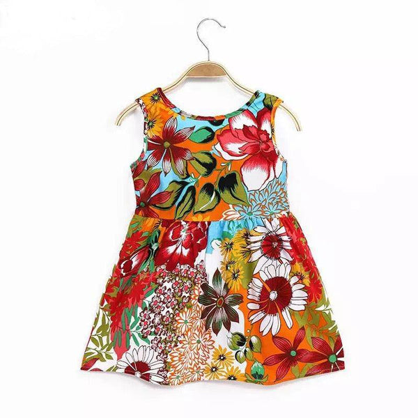 Summer Princess Sleeveless Polka Dot Flower Dress Red