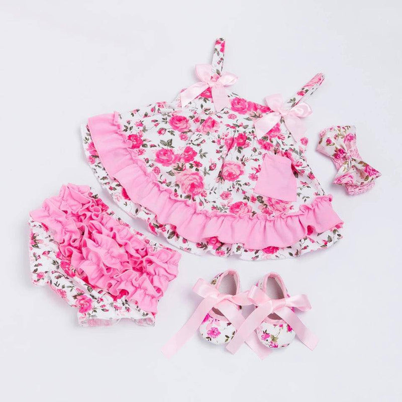 Summer Style Baby Girls Ruffle Outfit With Headband Pink
