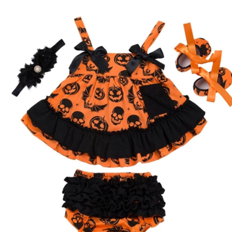 Summer Style Baby Girls Ruffle Outfit With Headband Yellow