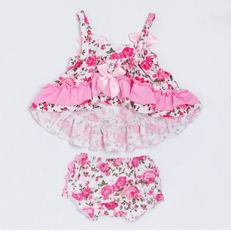 Summer Style Baby Girls Ruffle Outfit With Headband