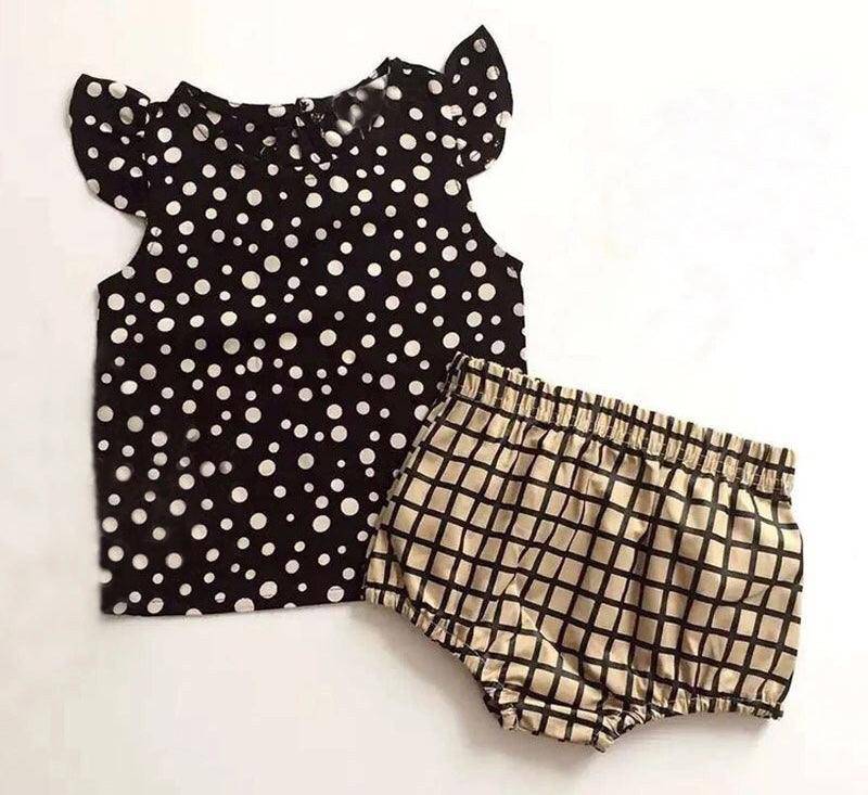 Summer Style Dot Baby Girl Novelty Sleeveless Clothes Black
