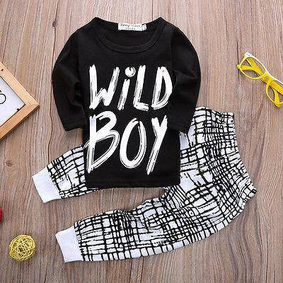 Summer T Shirt Wild Boy Baby boy Pants Suit White Black