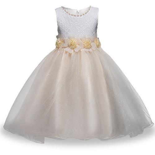 Summer girls party flower ball gowns dress rose gold