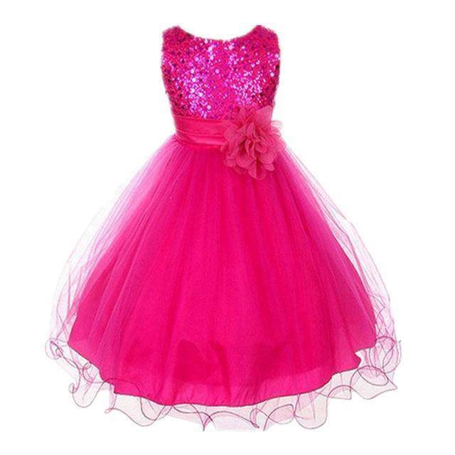 Summer girls party flower ball gowns dress mei red