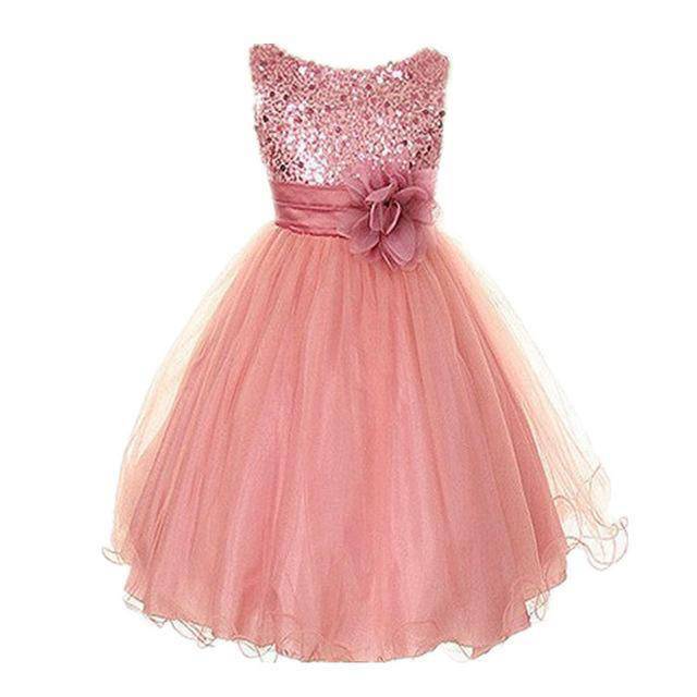 Summer girls party flower ball gowns dress light pink