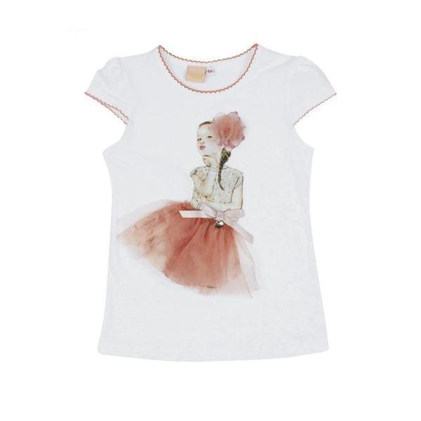 Summer kids girl clothes short sleeve cotton knit shirts white