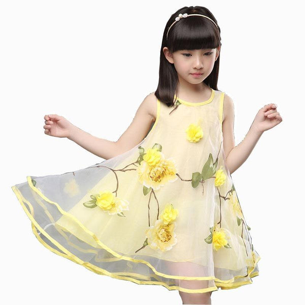 Teen Girl Sleeveless 3D Flower Party Dress