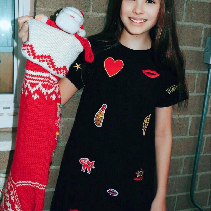 Teen Girls Cotton Frock Design Clothes Black