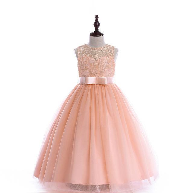 Stylish Teenagers Girls Wedding Flower Dresses Party Clothes light pink