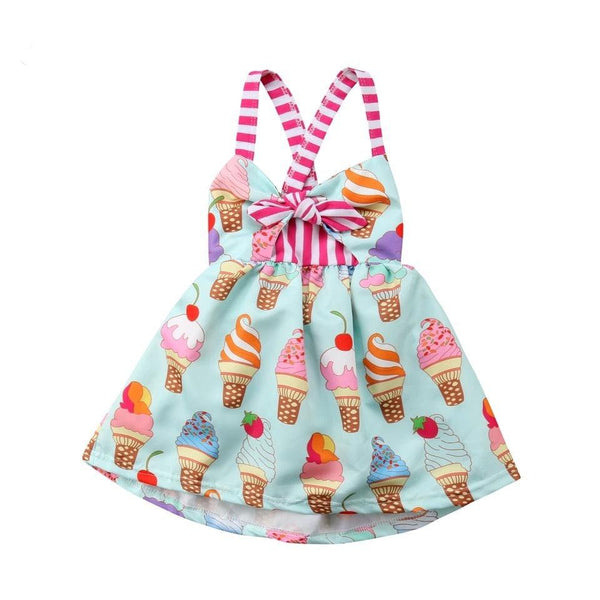 Toddler Babies Girl Sleeveless Ice Cream Strap Dress