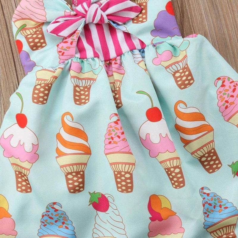 Toddler Babies Girl Sleeveless Ice Cream Strap Dress