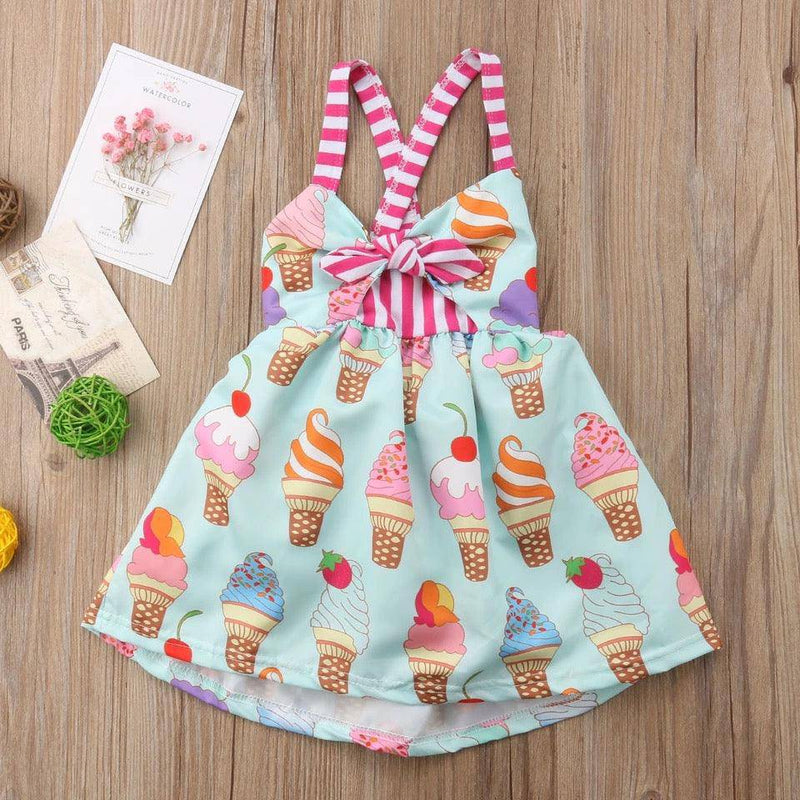 Toddler Babies Girl Sleeveless Ice Cream Strap Dress