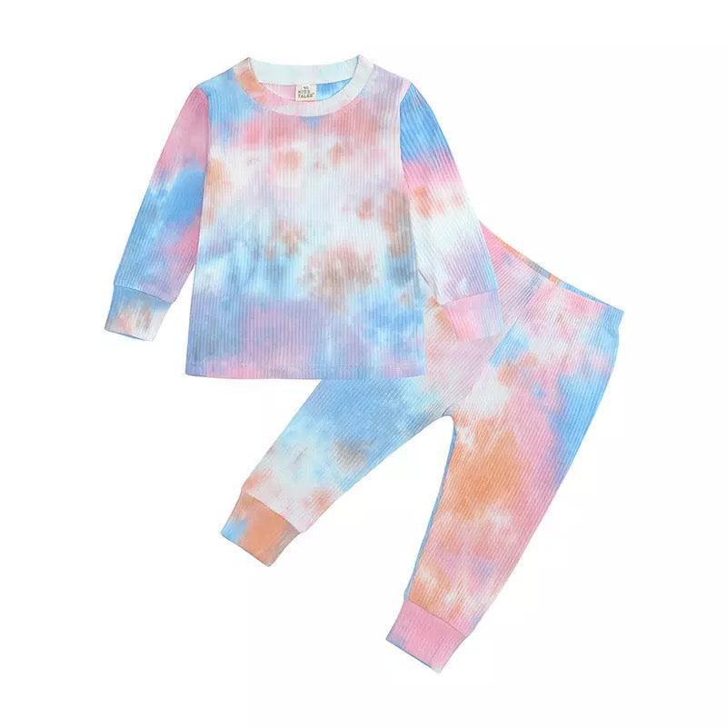 Toddler Babies Ribbed Knit Matching Pajamas