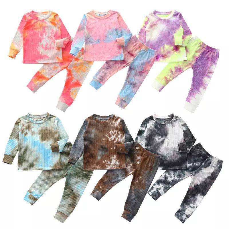 Toddler Babies Ribbed Knit Matching Pajamas