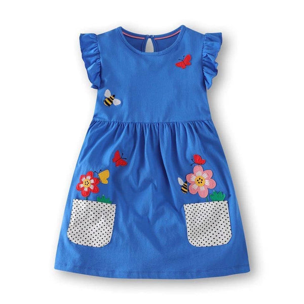 Toddler Baby Girls Beautiful Design Dresses Blue