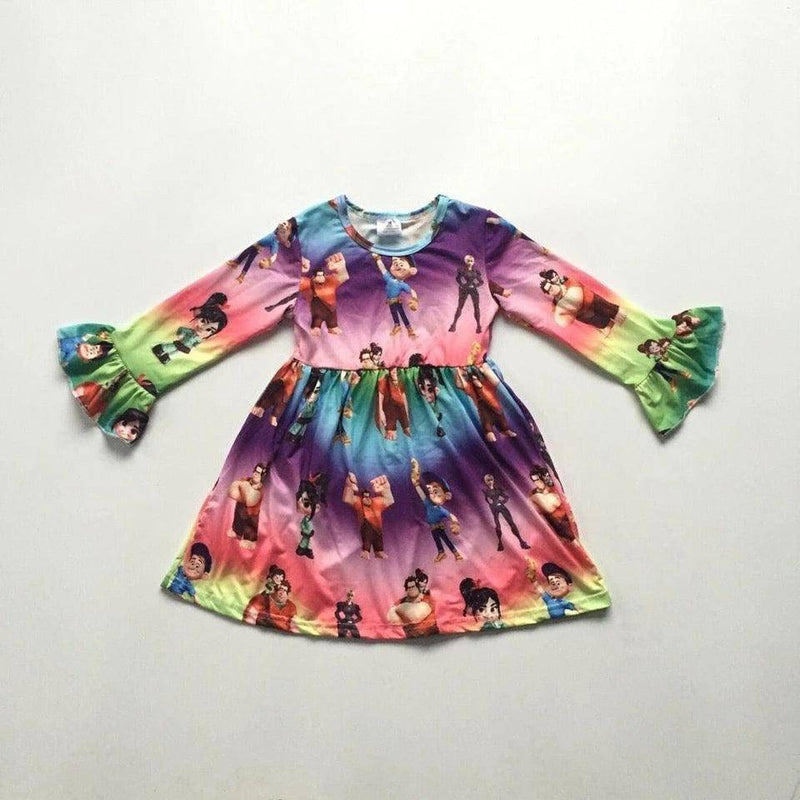 Toddler Baby Girls Flora Rainbow Dresses Pink Light Green