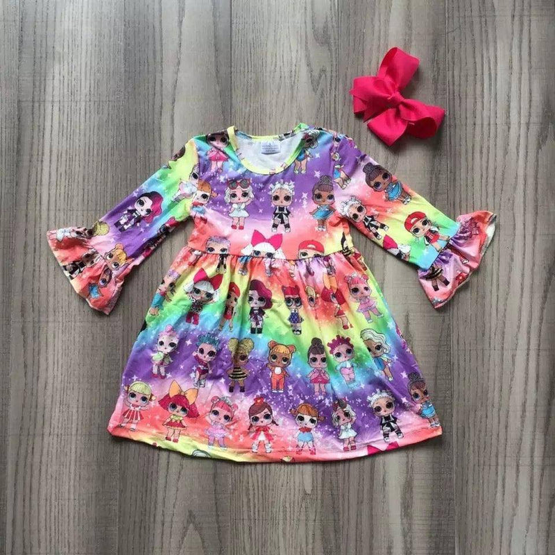 Toddler Baby Girls Flora Rainbow Dresses Rose red