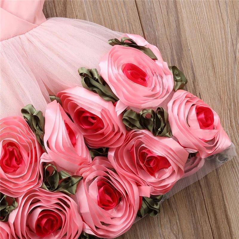 Toddler Baby Girls Flower V Neck Tulle Bow Dress