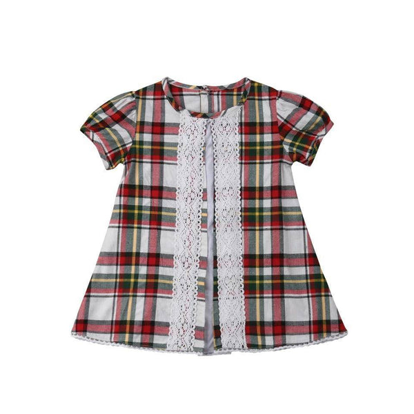 Toddler Baby Girls Plaid Ruffles Dress Red