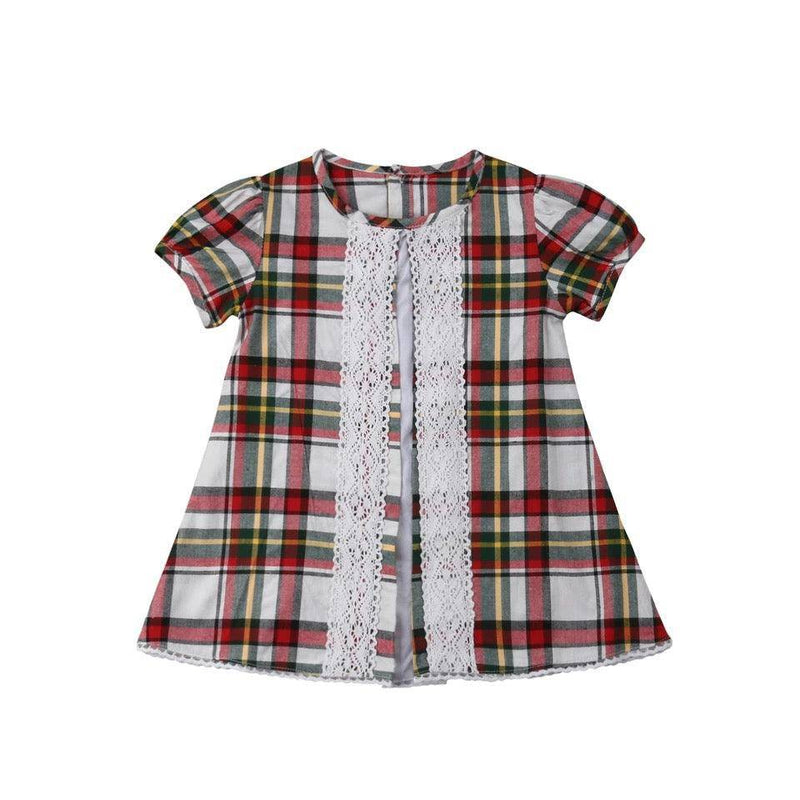 Toddler Baby Girls Plaid Ruffles Dress Red