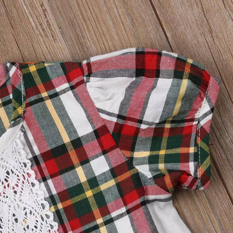 Toddler Baby Girls Plaid Ruffles Dress