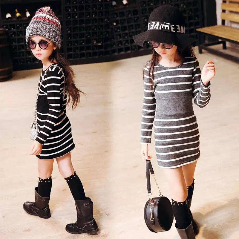 Toddler Children Girls Fashion Striped Dresses