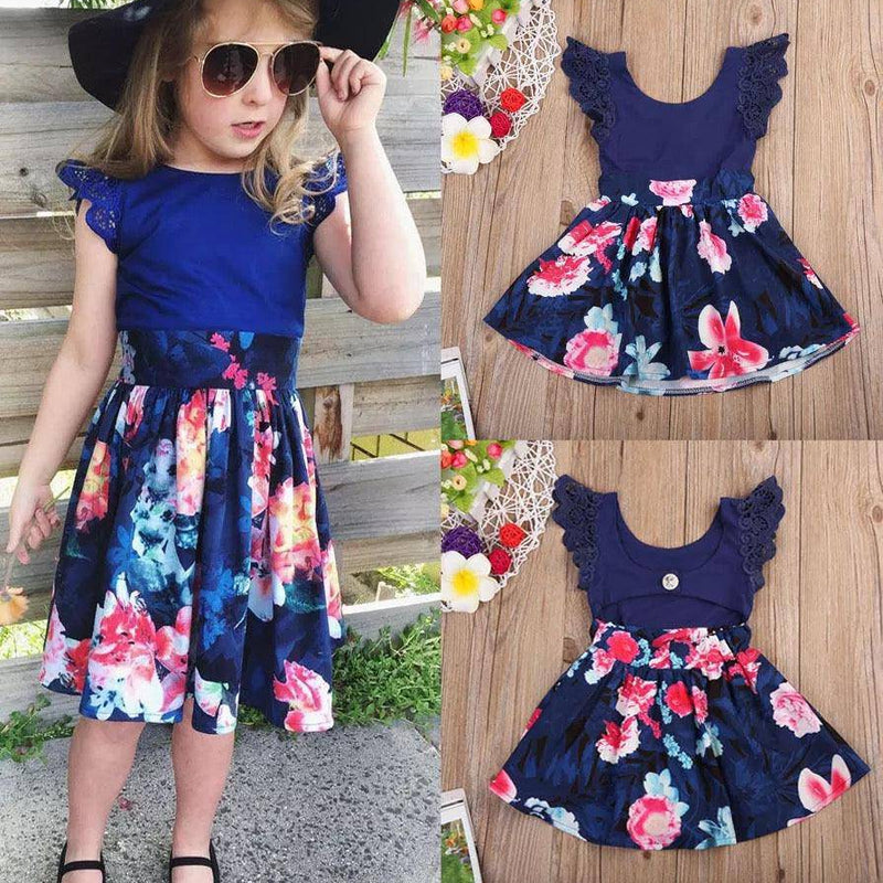 Toddler Girls Sleeveless Flower Floral Dress