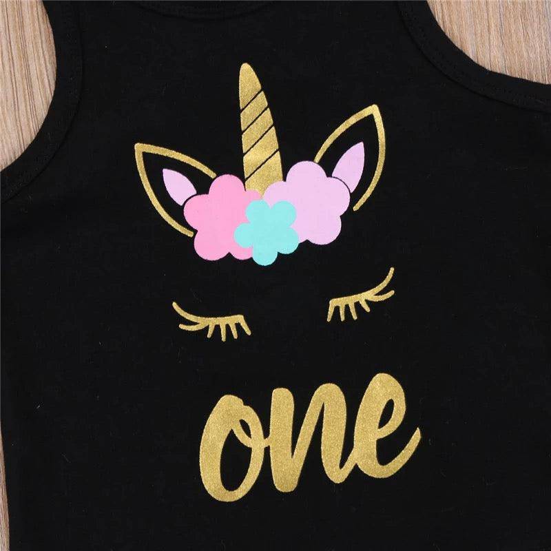 Toddler Girls Sleeveless Unicorn Top Sequins Short Pants