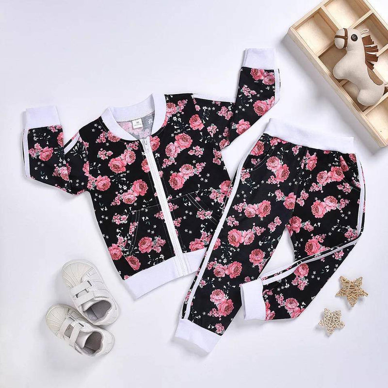 Toddler Girls Sweatshirt Floral Tracksuit Outfit