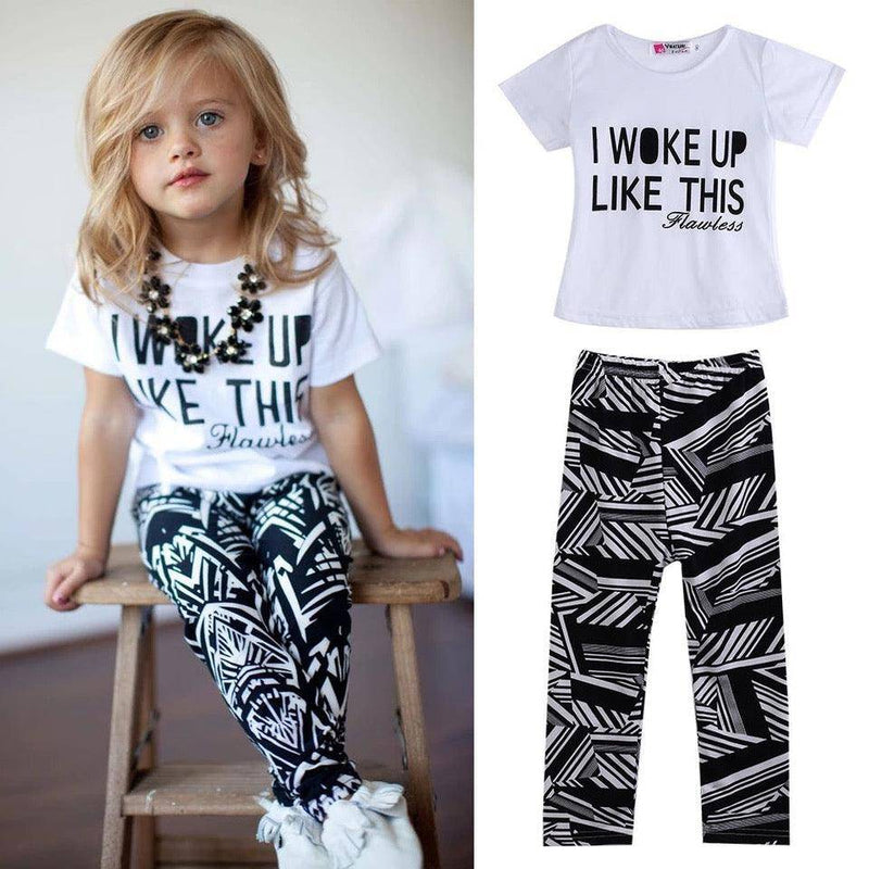 Toddler Girl Zebra Stripe White T Shirt Pant Outfit White