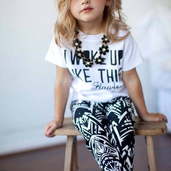 Toddler Girl Zebra Stripe White T Shirt Pant Outfit