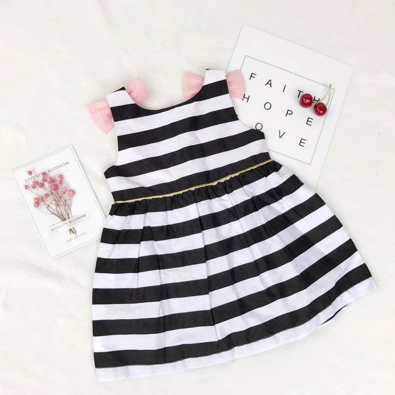 Toddler Girls Baby Girl Striped Dress Black
