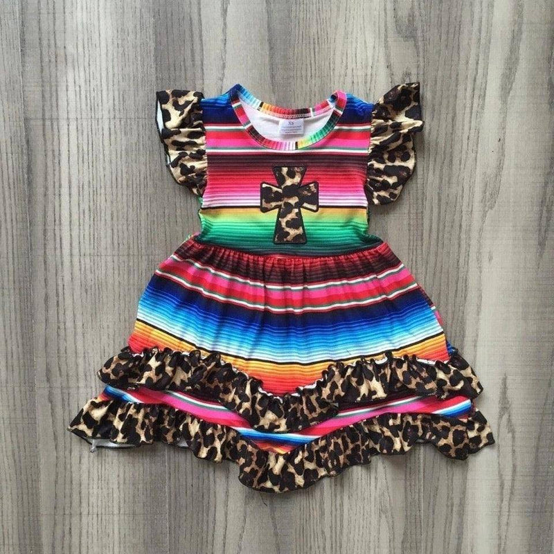 Toddler Girls Colorful Milk Silk Dress Brown
