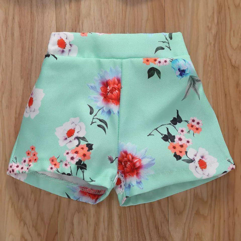 Toddler Girls Floral Coat Shorts Two Piece Suit Sets