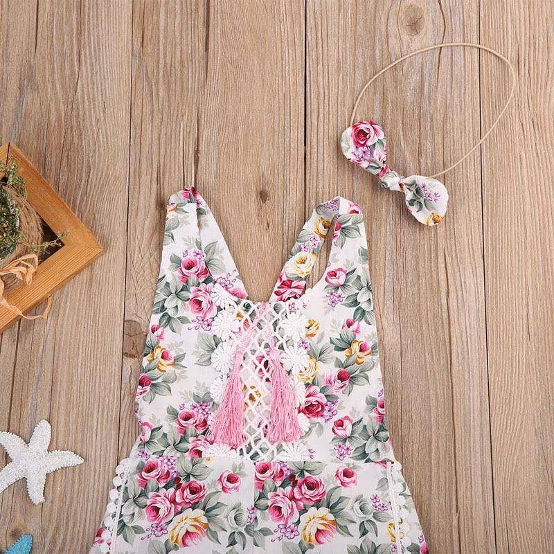 Toddler Girls Floral Romper Headband