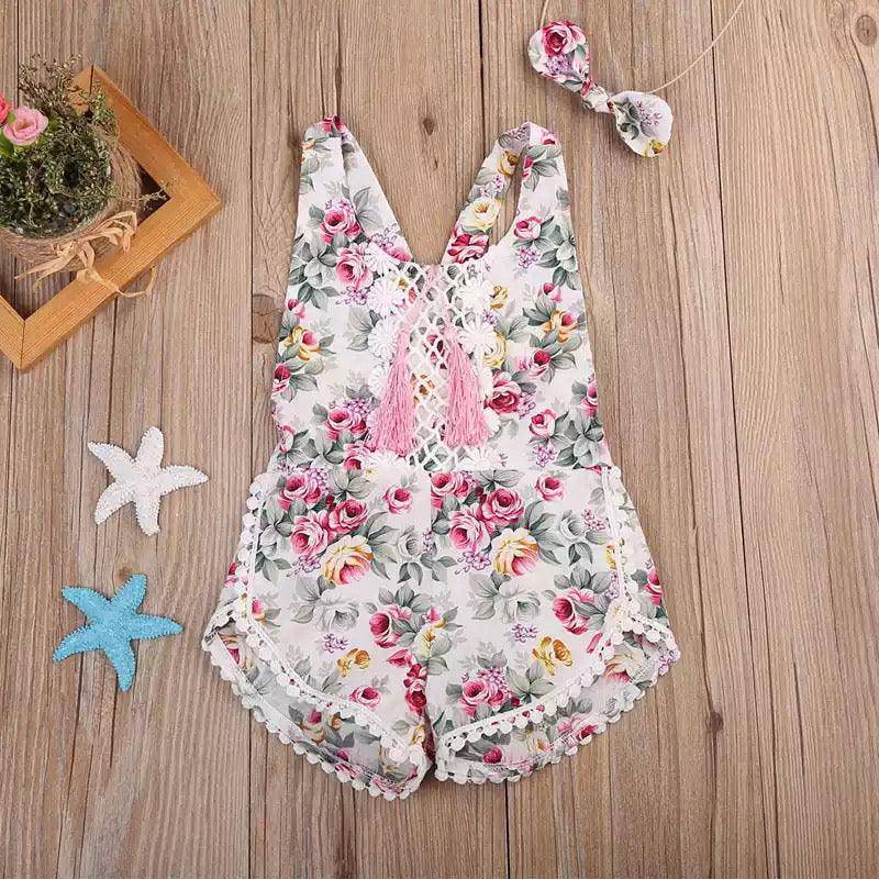 Toddler Girls Floral Romper Headband