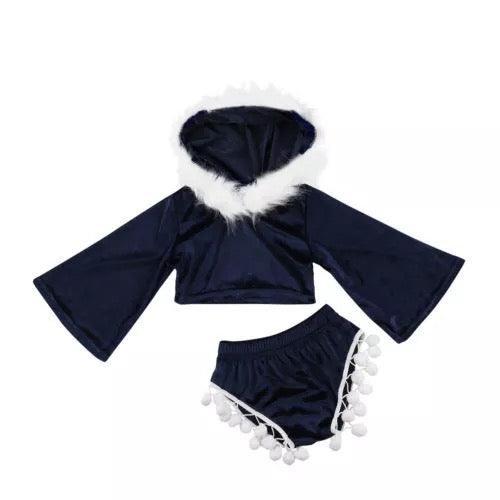 Toddler Girls Hooded Tops Tassels Short Outerwear Clothes Black