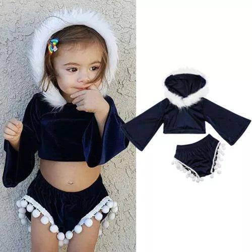 Toddler Girls Hooded Tops Tassels Short Outerwear Clothes