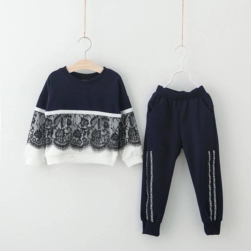 Toddler Girls Long Sleeve Tracksuit Clothes Black