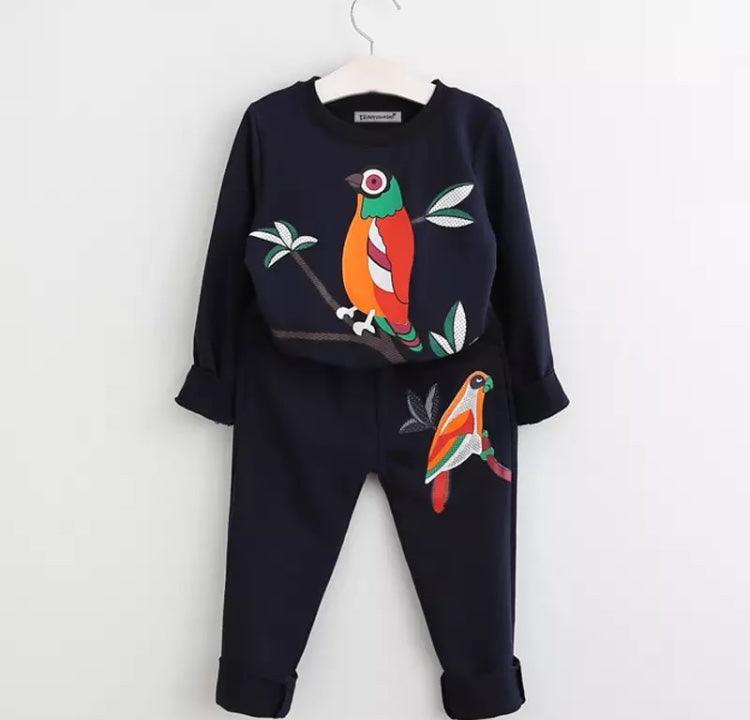 Toddler Girls Long Sleeve Tracksuit Clothes Dark blue