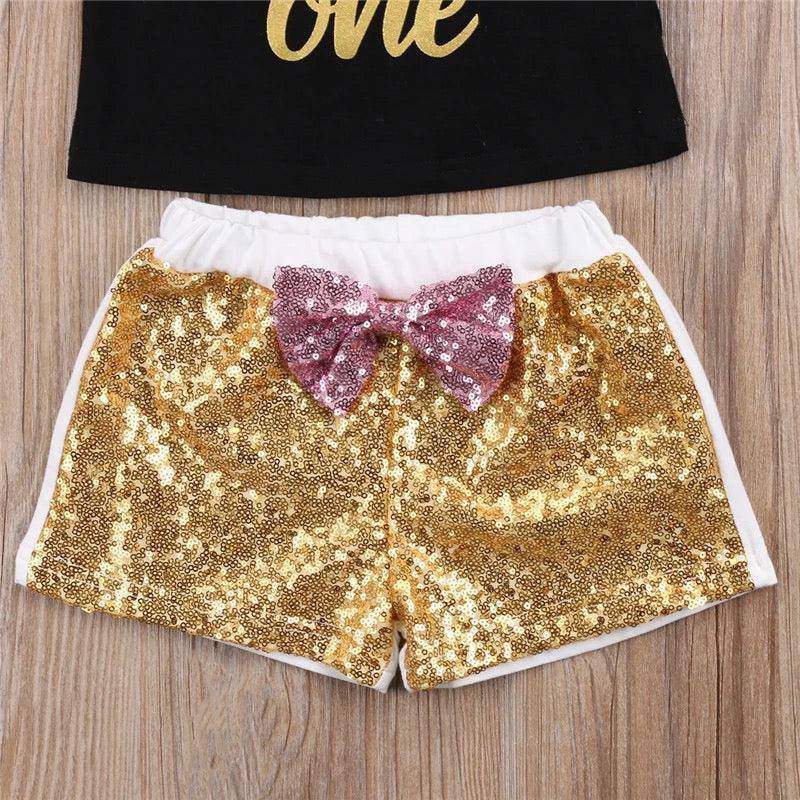 Toddler Girls Sleeveless Unicorn Top Sequins Short Pants