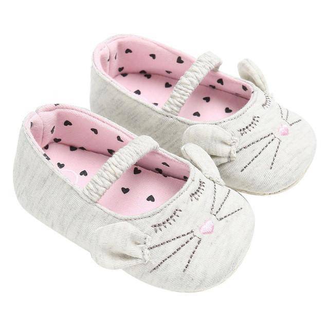 Toddler Girls Soft Cat Pattern Shoes White